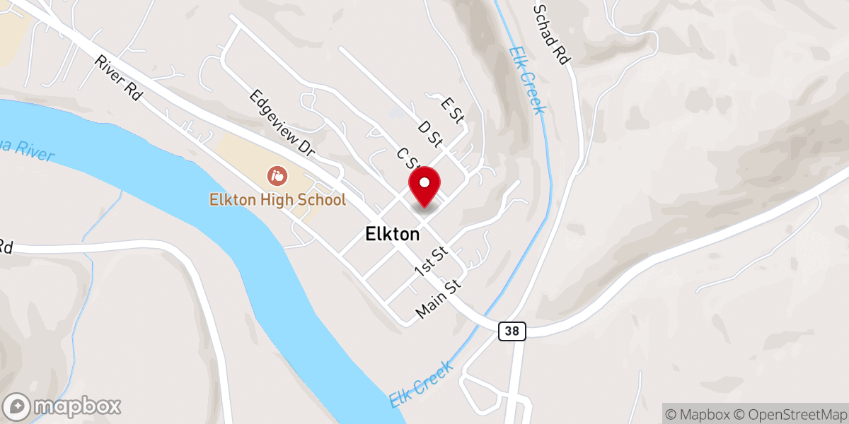 Map showing location of Elkton Bible Baptist Church