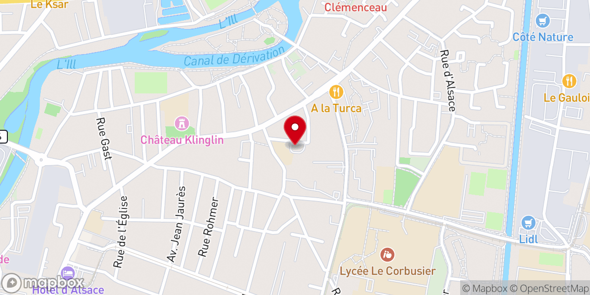 Map showing location of Église protestante d'Illkirch