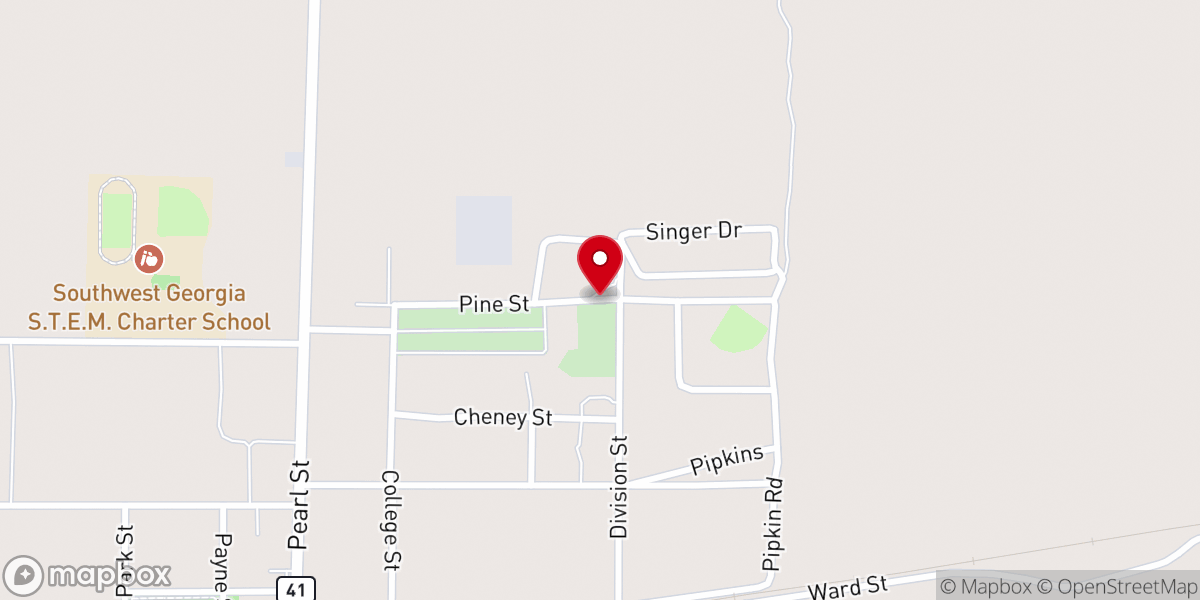 Map showing location of Pleasant Grove Baptist Church