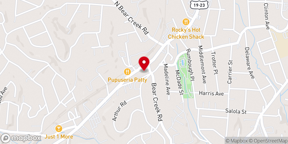 Map showing location of Malvern Hills Presbyterian Church