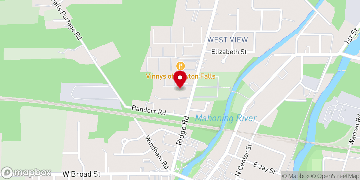 Map showing location of Newton Falls Methodist Church