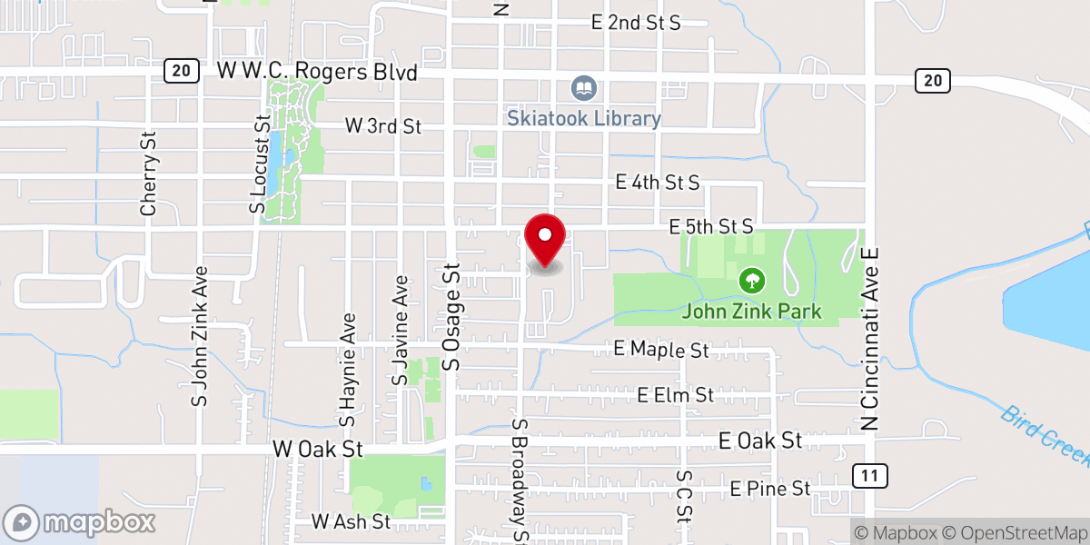 Map showing location of Immanuel Baptist Church Skiatook
