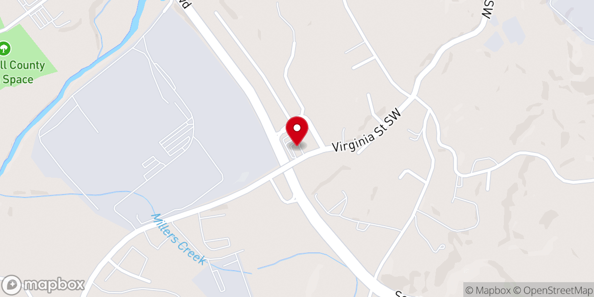 Map showing location of Miller Hill Baptist Church