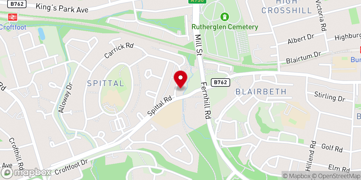 Map showing location of Anglican Church of Restoration (AMC) Glasgow, Scotland, UK