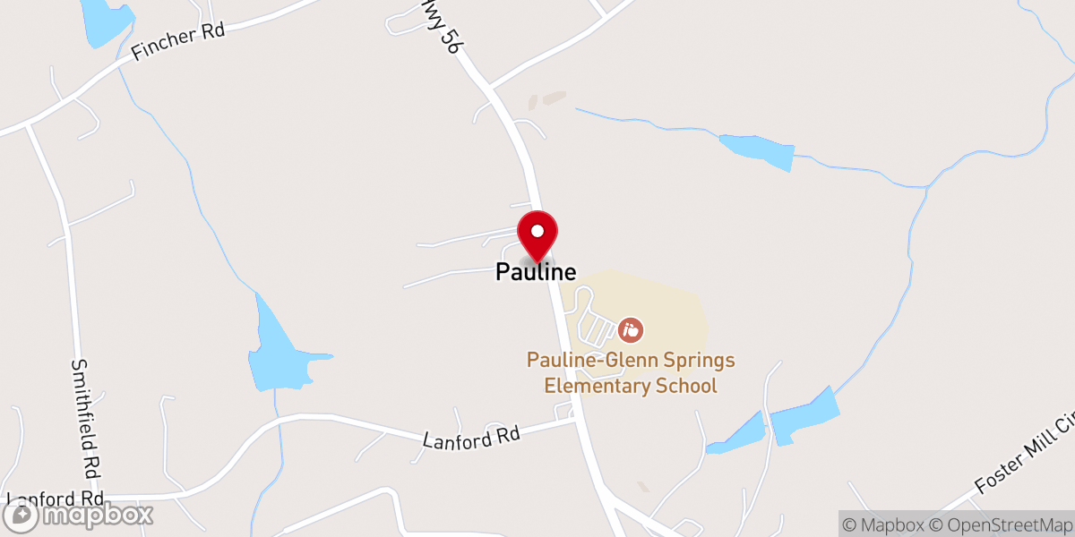 Map showing location of Pauline