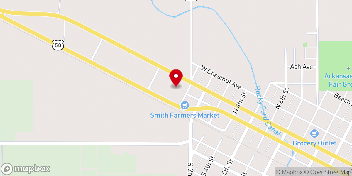Map showing location of Rusler Implement Co.