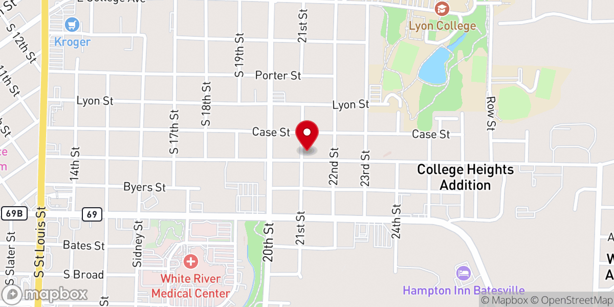 Map showing location of East Side Family Worship Center