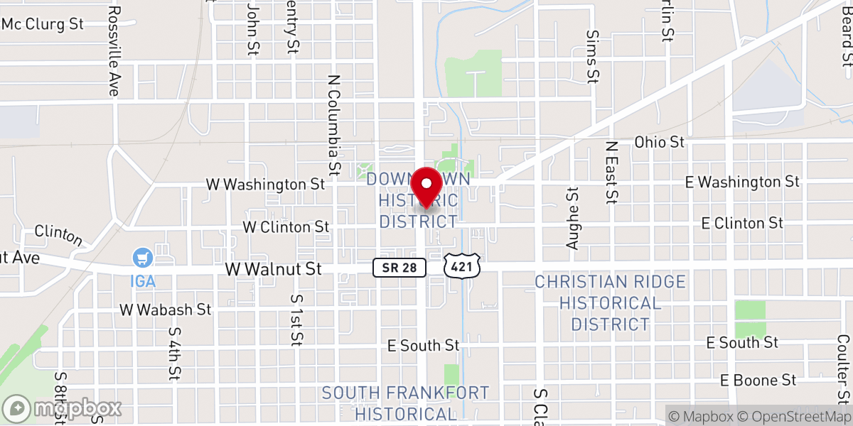 Map showing location of Greek's Pizzeria
