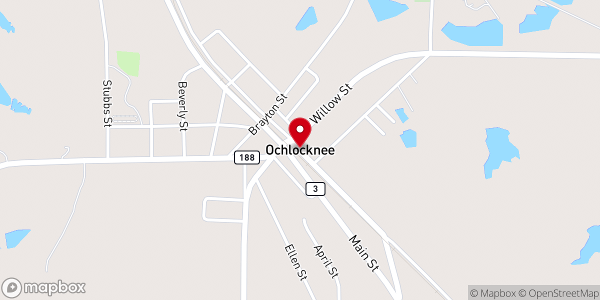 Map showing location of Ochlocknee