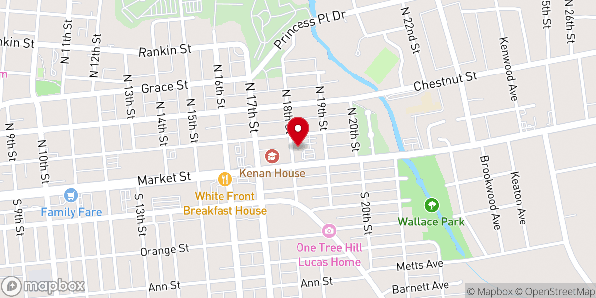Map showing location of Temple Baptist Church
