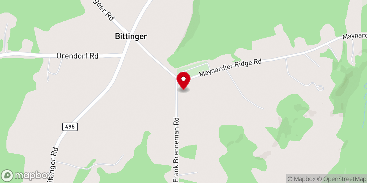Map showing location of Bittinger Lutheran Parish
