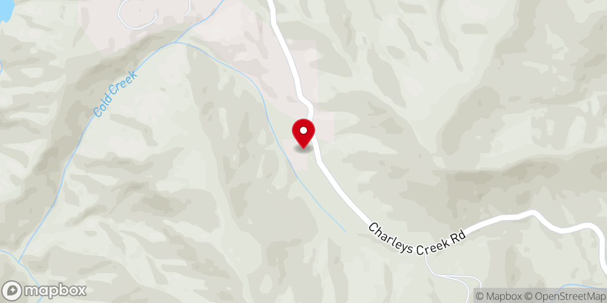 Map showing location of Charlie's Creek Church