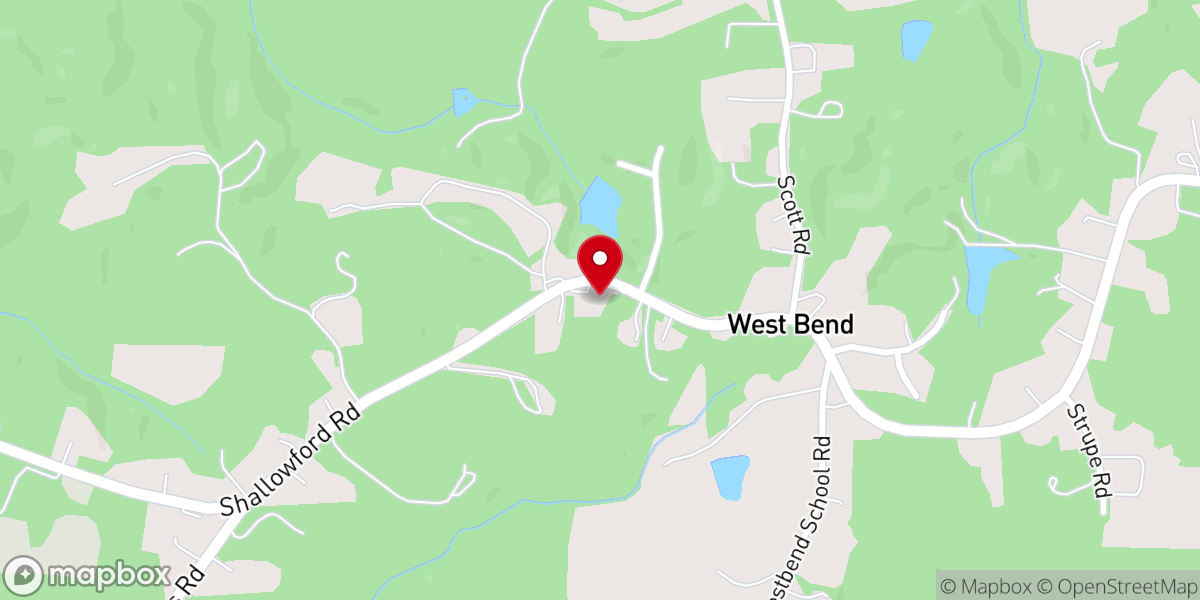 Map showing location of West Bend Baptist Church