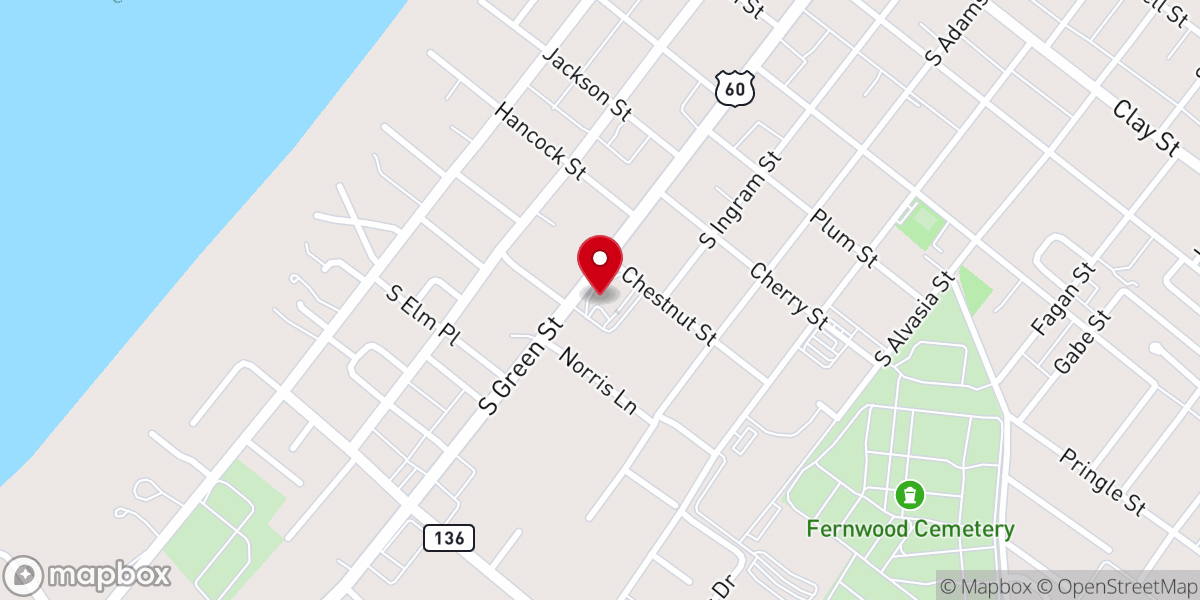 Map showing location of First Christian Church of Henderson
