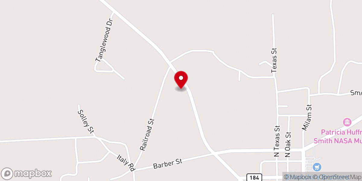 Map showing location of First United Pentecostal Church of Hemphill