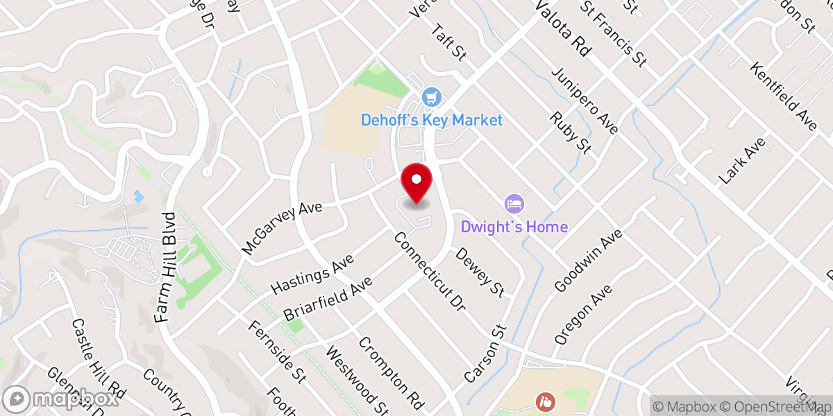 Map showing location of Redwood Baptist Church