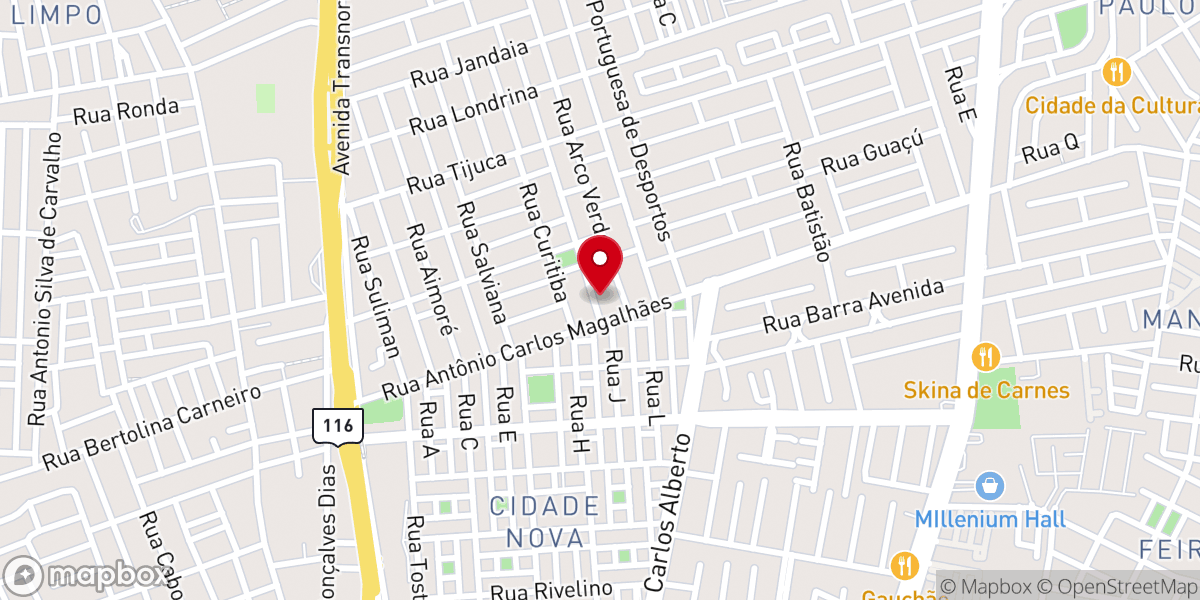 Map showing location of Igreja Batista do Parque Ipê