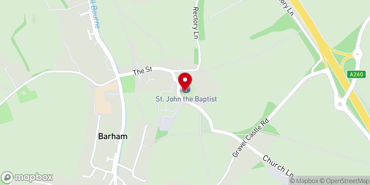 Map showing location of St John the Baptist's Church