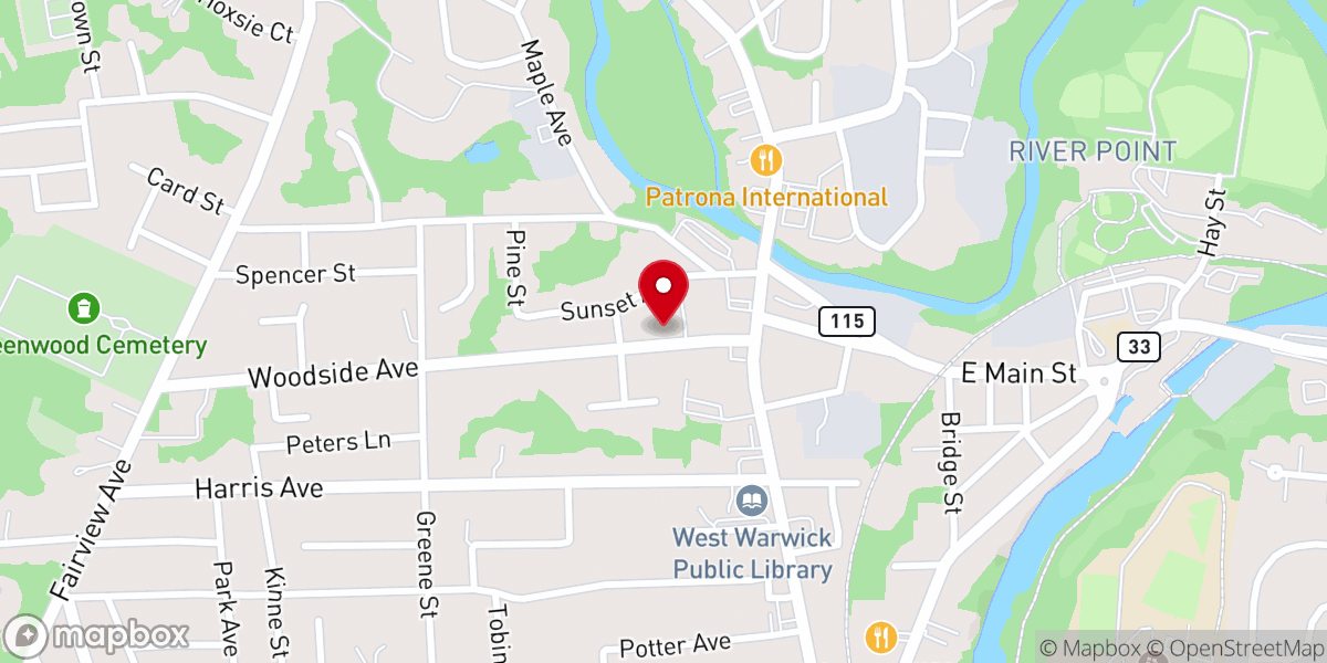 Map showing location of ST. ANTHONY CHURCH WEST WARWICK RI
