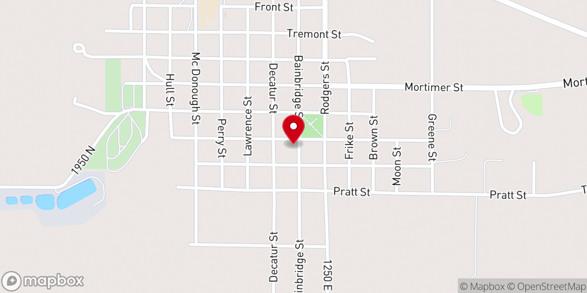 Map showing location of First Christian Church