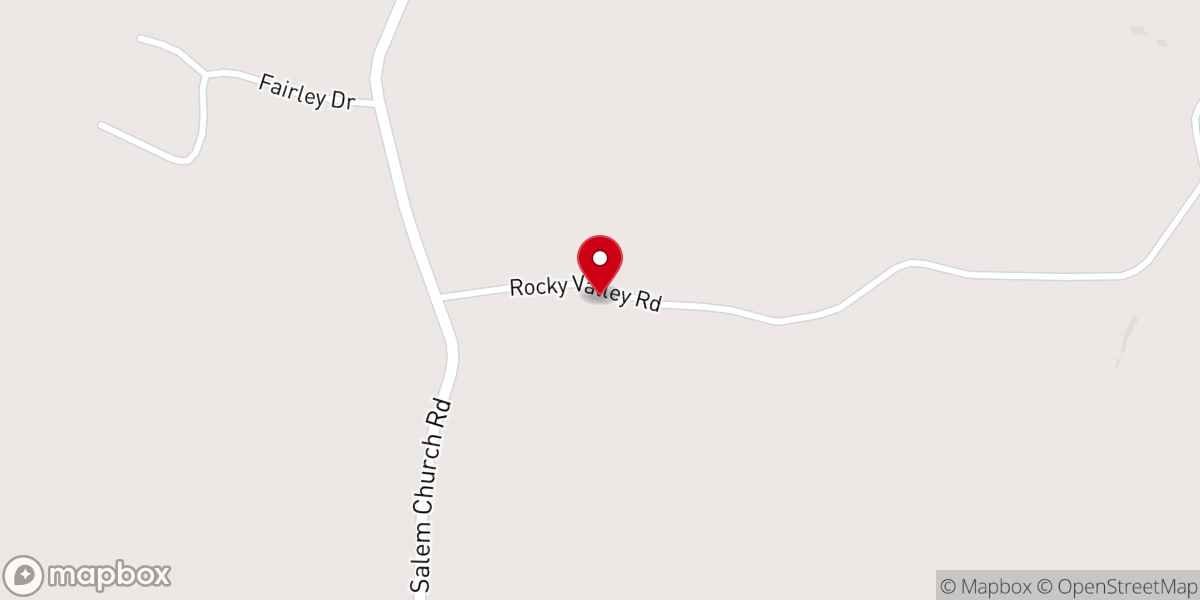 Map showing location of Rocky Valley Missionary Baptist Church