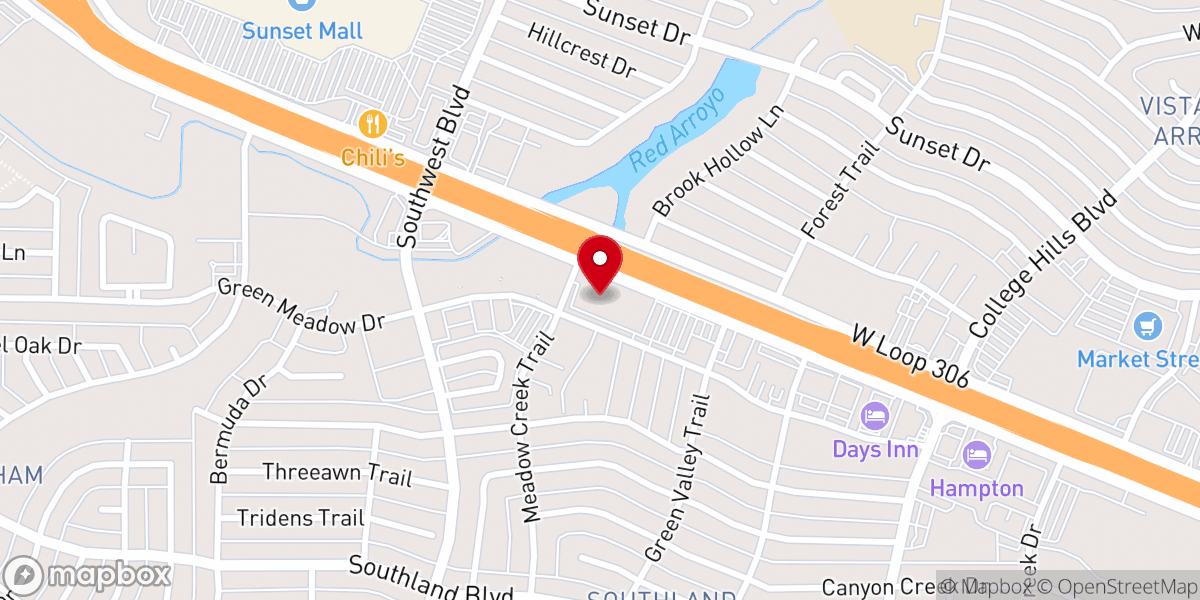 Map showing location of Southland Baptist Church