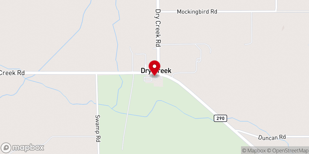Map showing location of Dry Creek Bible Church