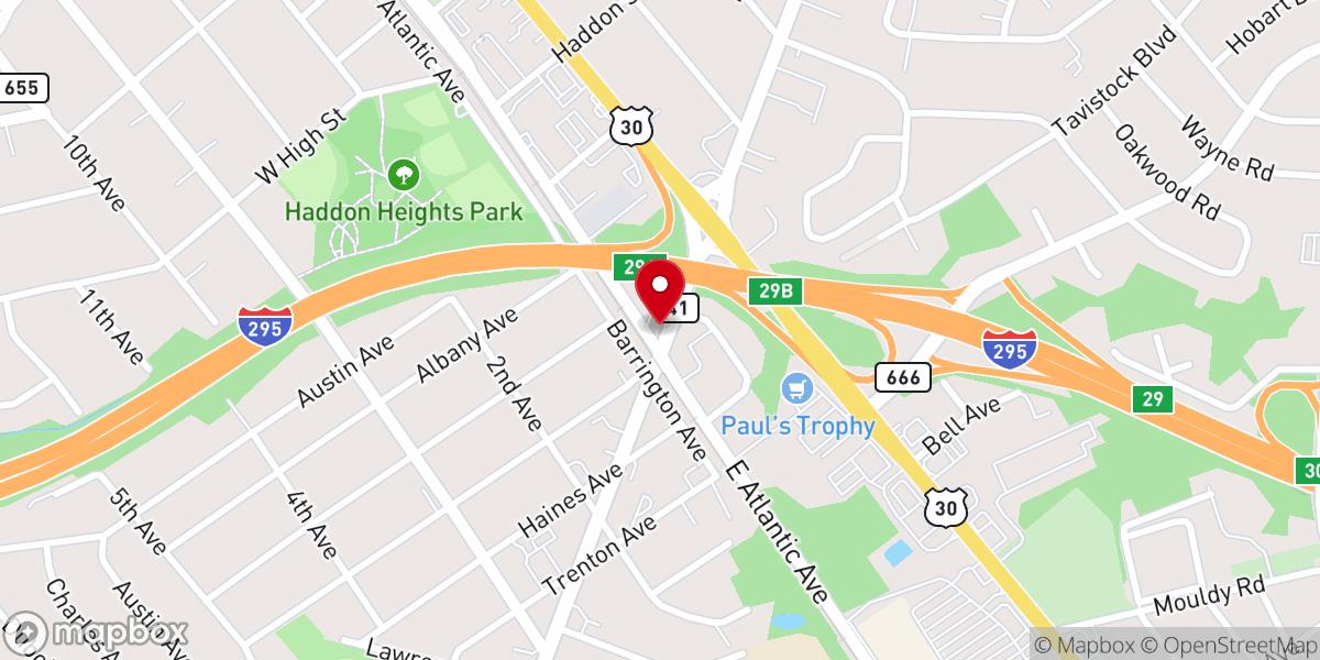 Map showing location of Haddon Heights Antiques Center