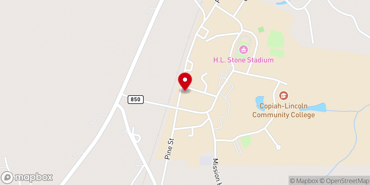 Map showing location of Copiah-Lincoln Baptist Student Union