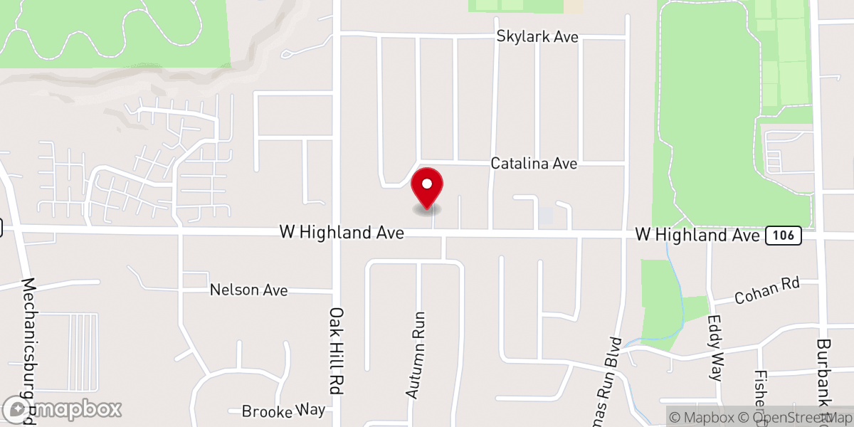 Map showing location of Highland Church of God