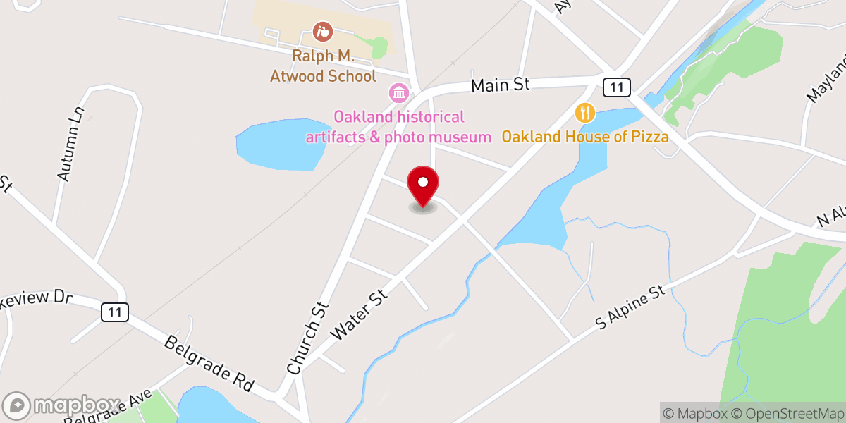 Map showing location of Oakland-Sidney United Methodist Church
