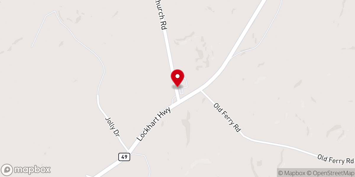 Map showing location of Browns Creek Baptist Church