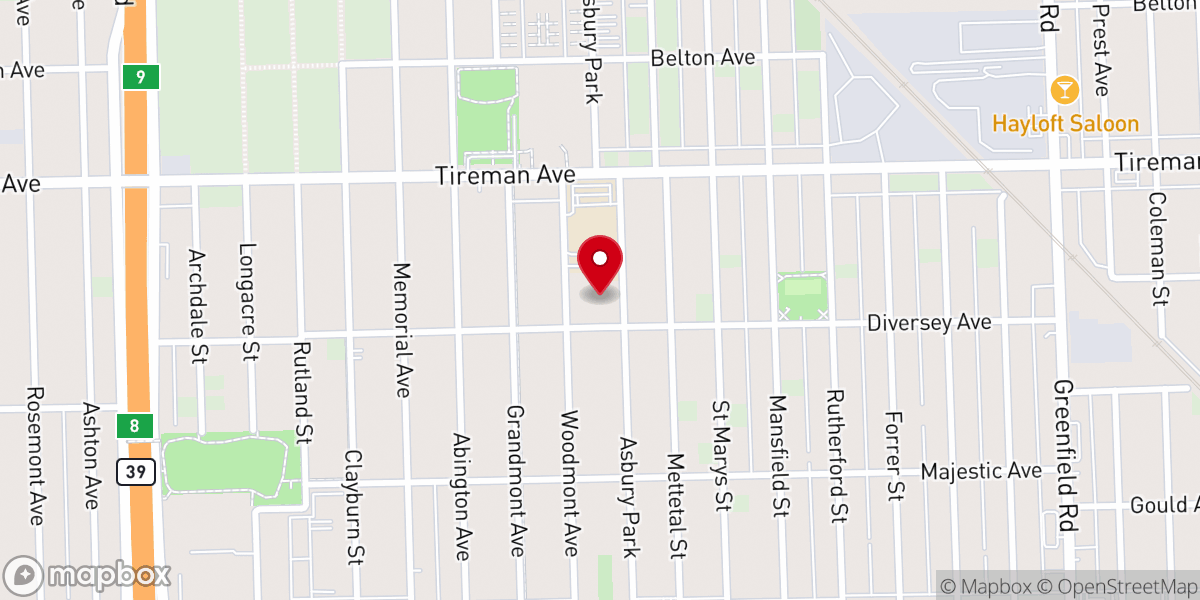 Map showing location of St. Juan Diego Parish Detroit (S. Christopher Site)