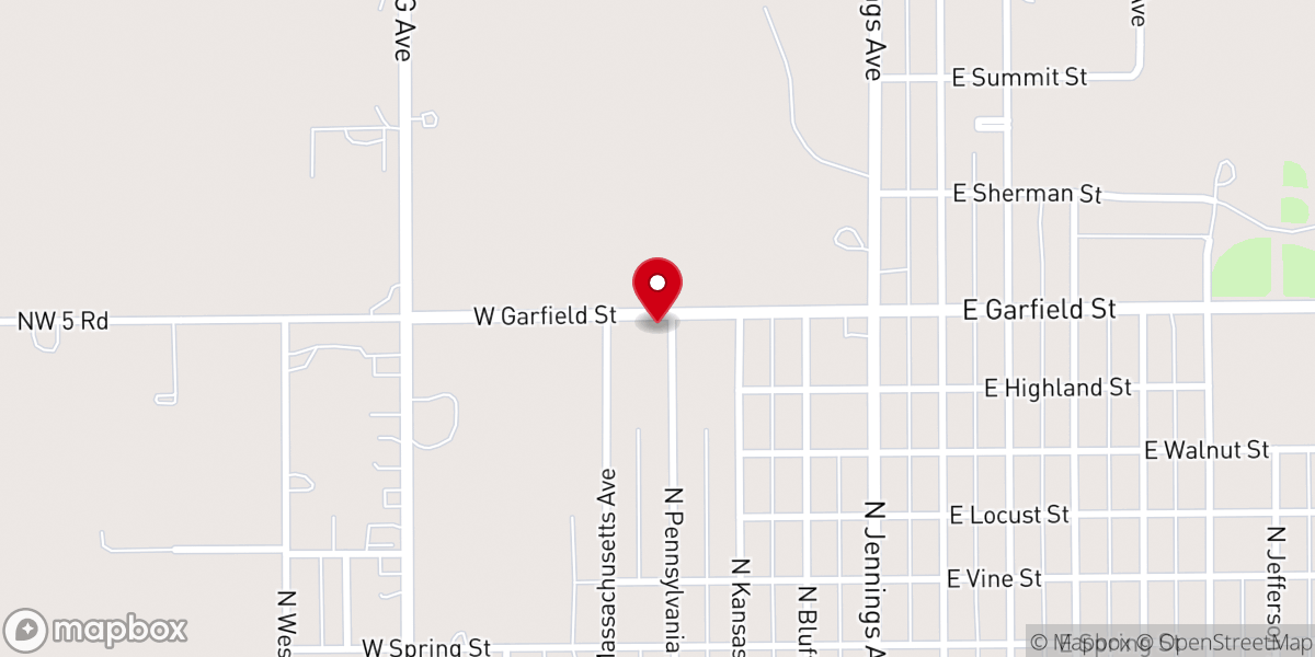 Map showing location of First Pentecostal Church of Anthony, Ks