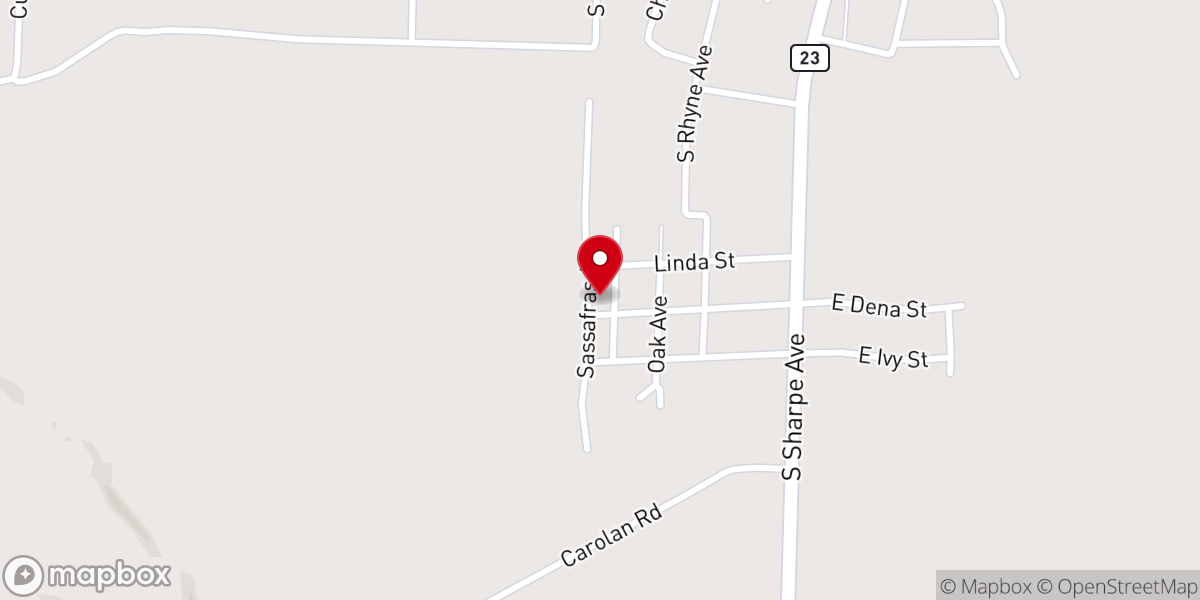 Map showing location of Victory Baptist Church