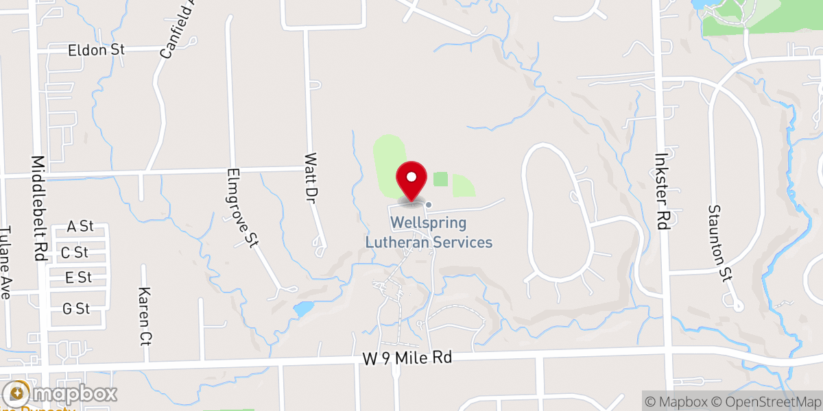 Map showing location of Wellspring Lutheran Services Farmington Hills