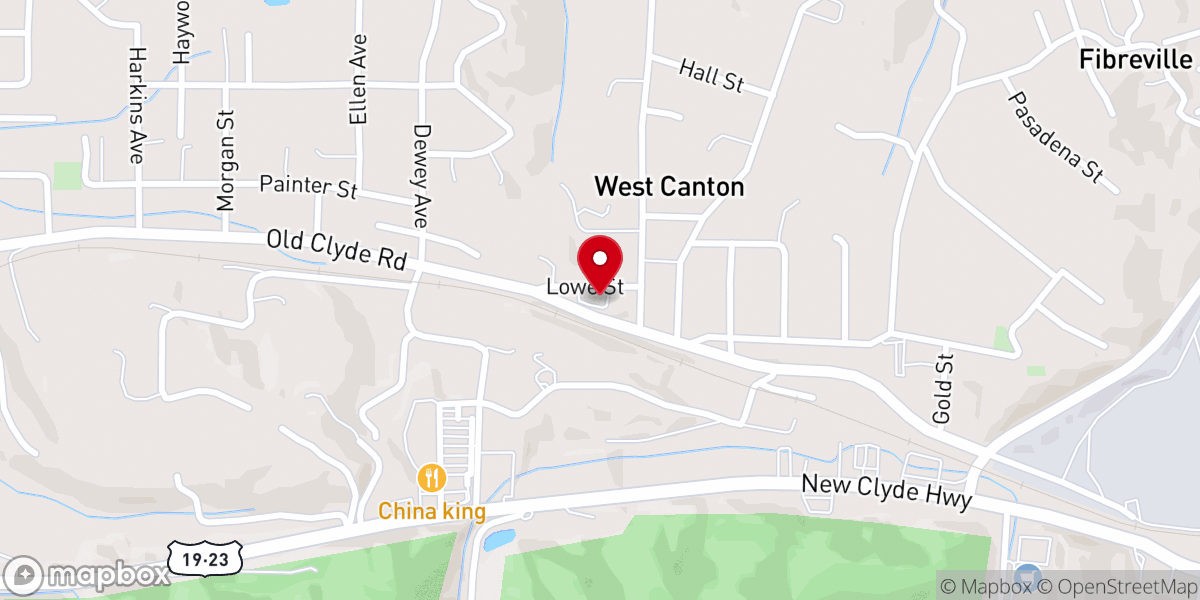 Map showing location of West Canton Baptist Church
