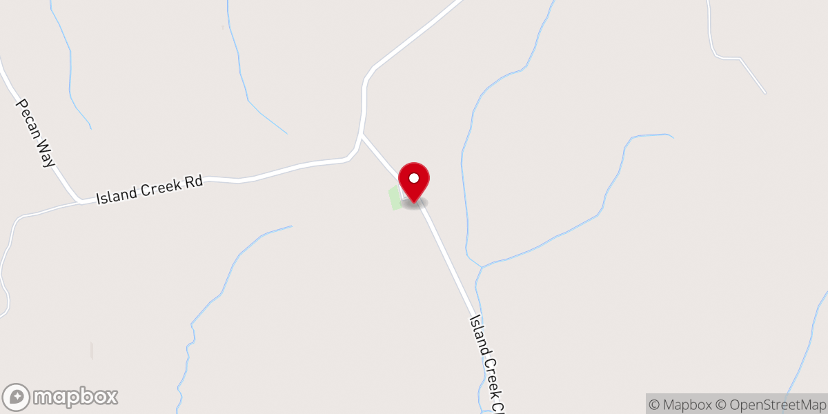 Map showing location of Island Creek Baptist Church