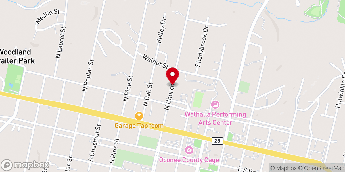 Map showing location of Blue Ridge Masonic Lodge