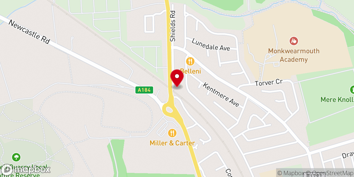 Map showing location of Seaburn Dene New Church