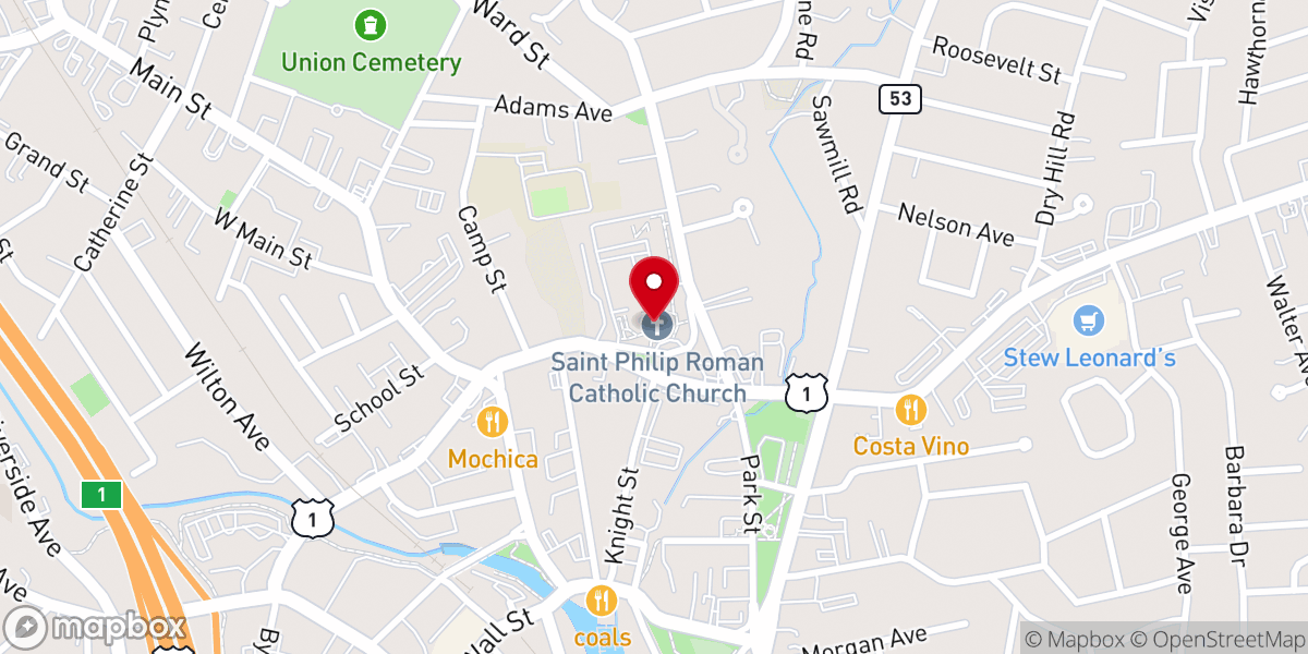 Map showing location of Saint Philip Roman Catholic Church