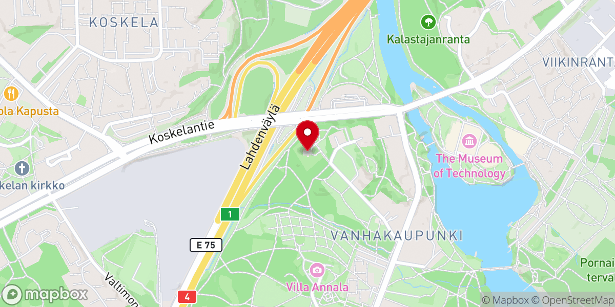 Map showing location of Helsingin vanhankaupungin kirkko ja kirkkotarha