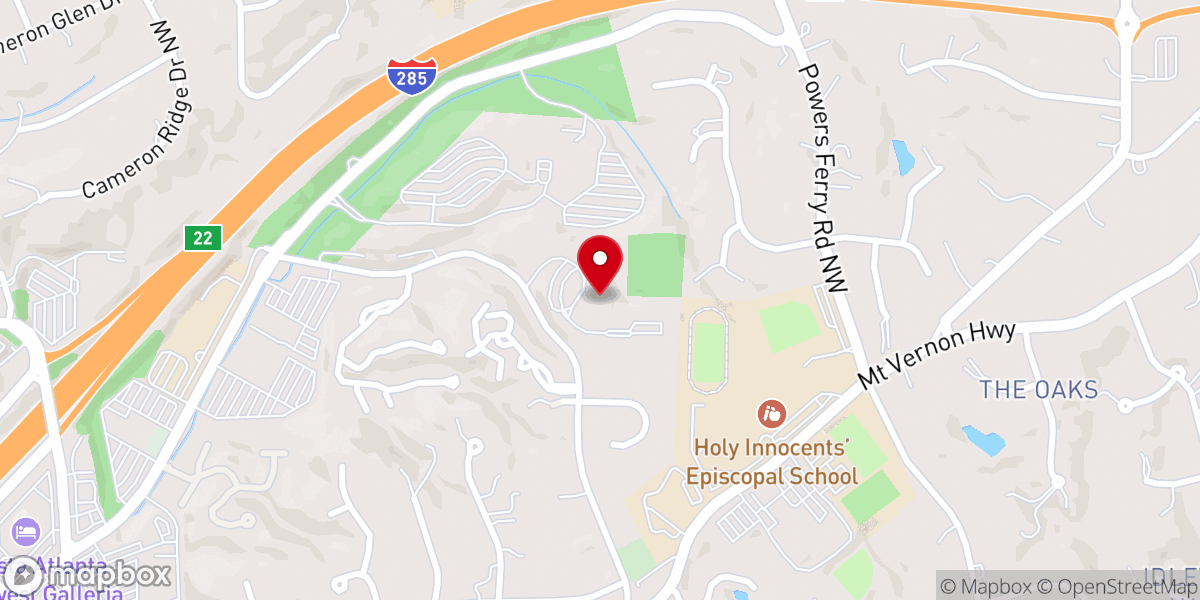 Map showing location of Temple Sinai