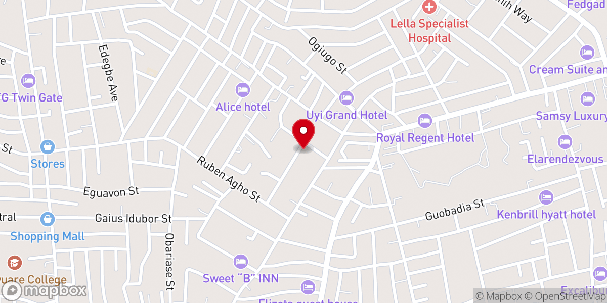Map showing location of Deeper Life Bible Church, GRA District Benin City
