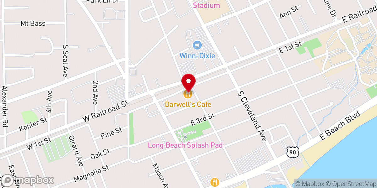 Map showing location of Darwell's Happiness Cafe