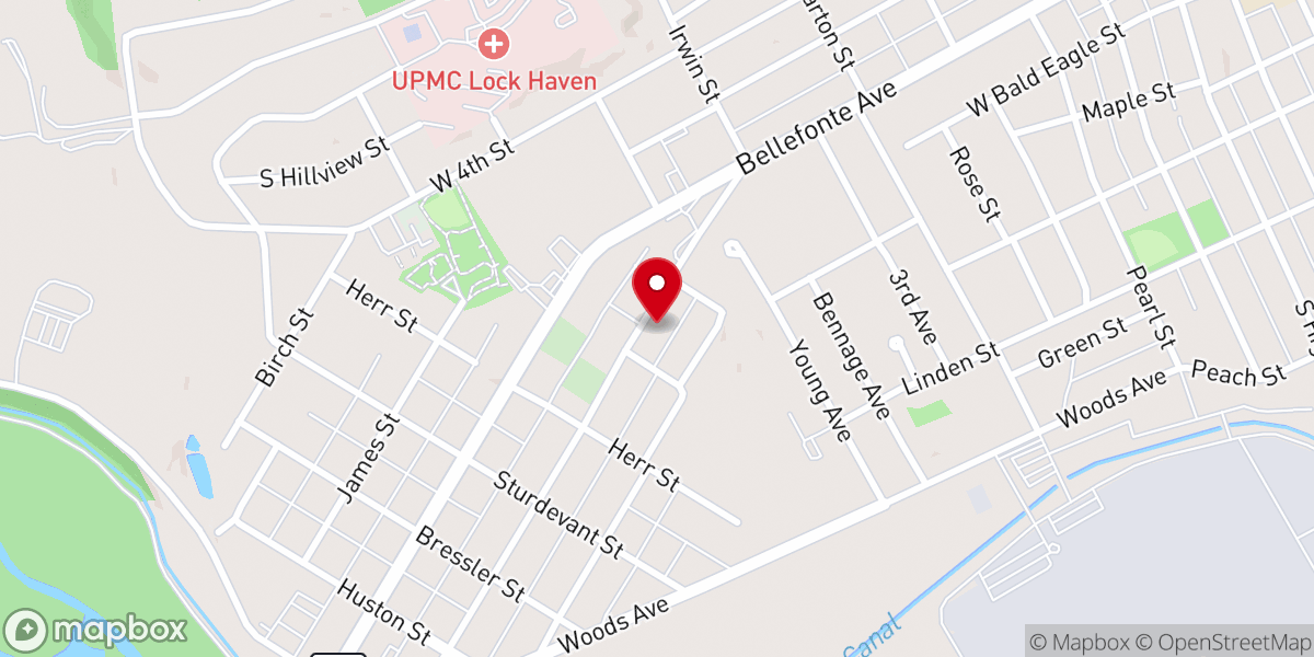 Map showing location of Lock Haven Seventh-day Adventist Church