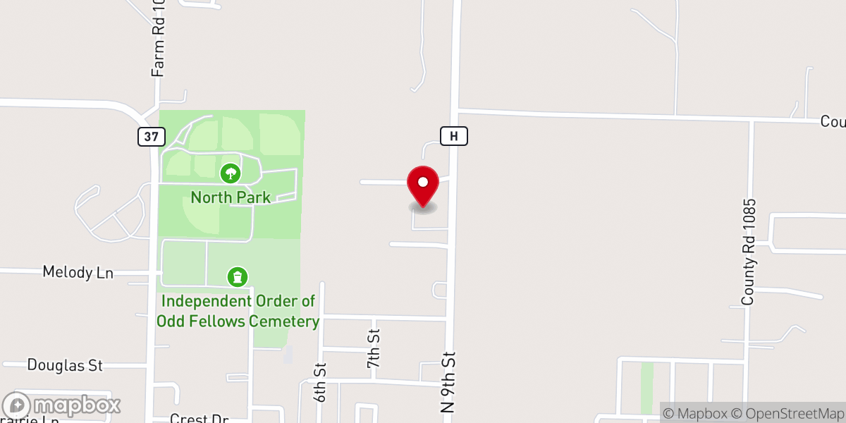 Map showing location of St. John's Lutheran Church