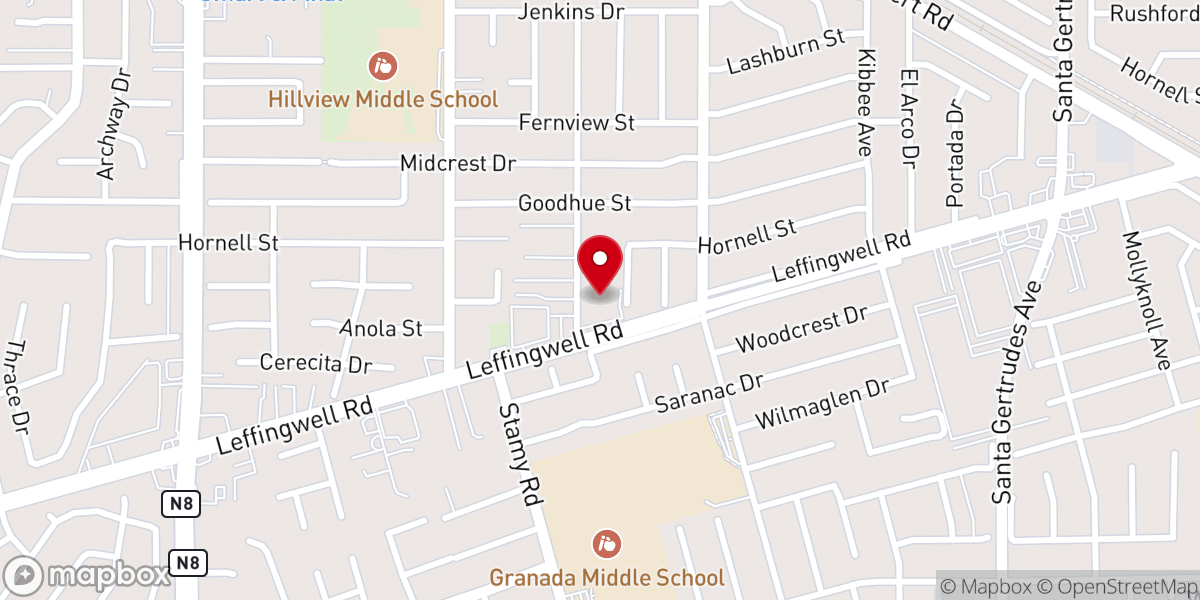 Map showing location of Saddleback Church Whittier