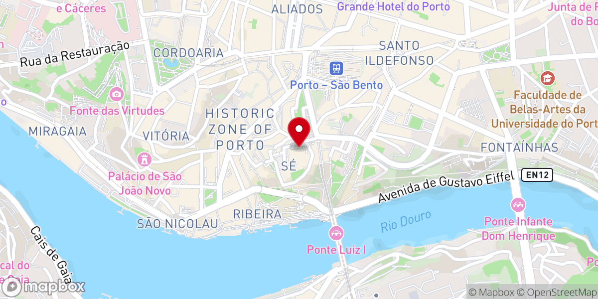 Map showing location of Sé do Porto