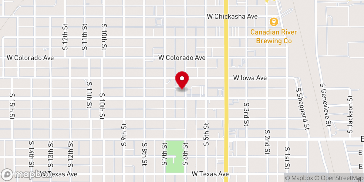 Map showing location of Chickasha Reformed Church